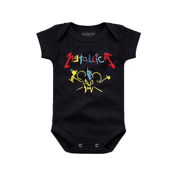 Body Bebê Metallica Colors Preto