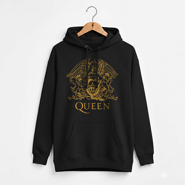 Moletom Canguru Feminino Queen Preto