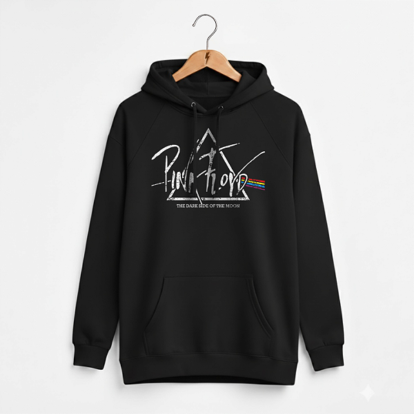 Moletom Canguru Feminino Pink Floyd Preto