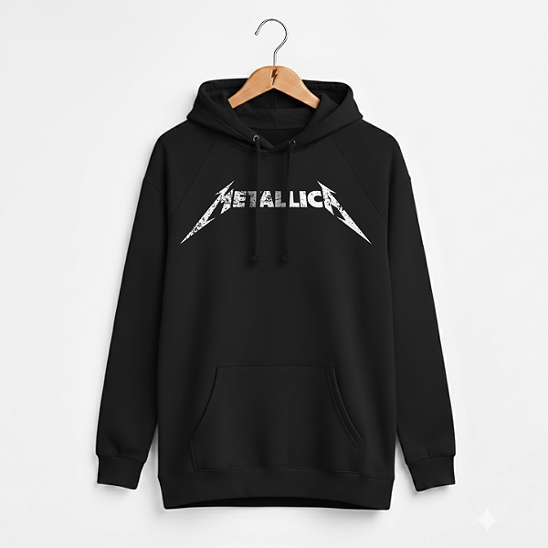 Moletom Canguru Feminino Metallica Preto
