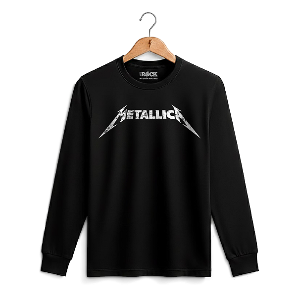 Camiseta Manga Longa Metallica Preta