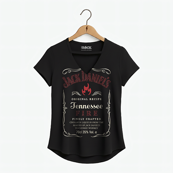 Blusinha Jack Daniels Fire Preta