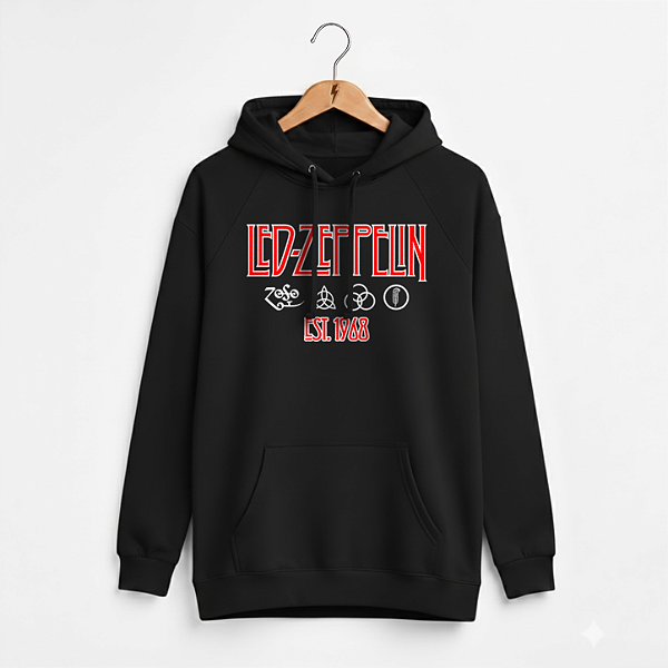 Moletom Canguru Feminino Led Zeppelin Preto