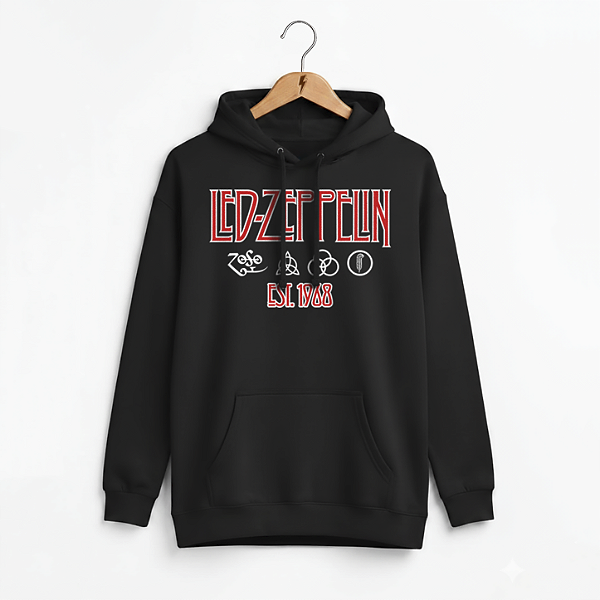 Moletom Canguru Led Zeppelin Preto