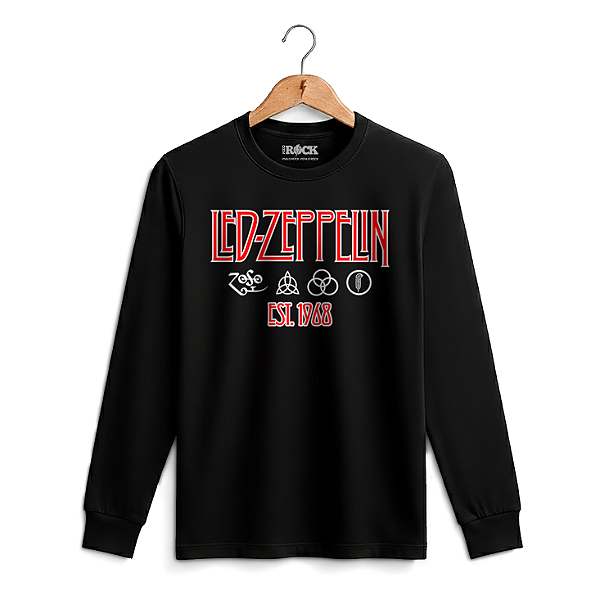 Camiseta Manga Longa Led Zeppelin Preta