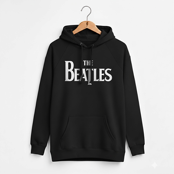 Moletom Canguru Feminino The Beatles Preto
