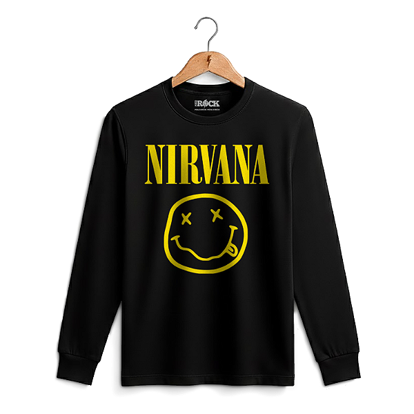 Camiseta Manga Longa Nirvana Preta
