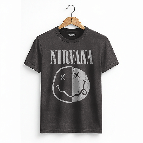 Camiseta Estonada Nirvana Smile Preta