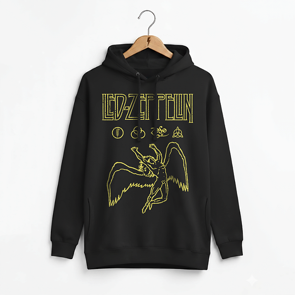 Moletom Bolso Lateral Led Zeppelin Preto