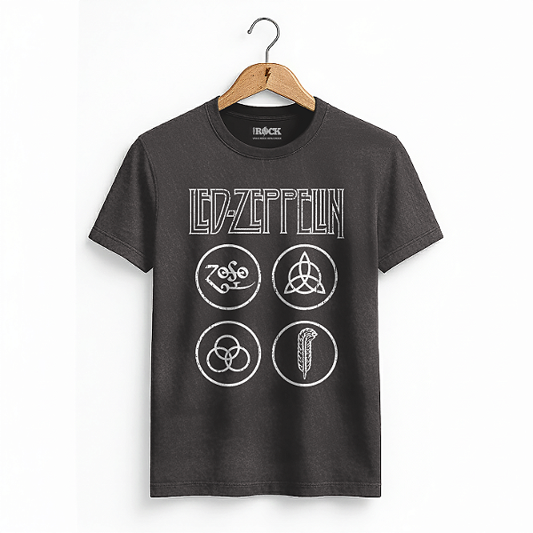 Camiseta Estonada Led Zeppelin Circle Preta
