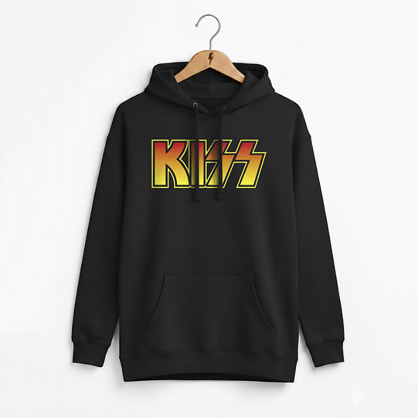 Moletom Canguru Kiss Preto