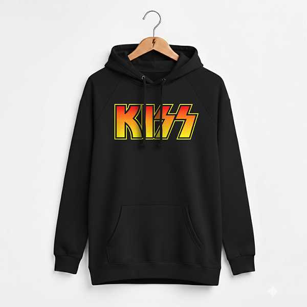 Moletom Canguru Feminino Kiss Preto