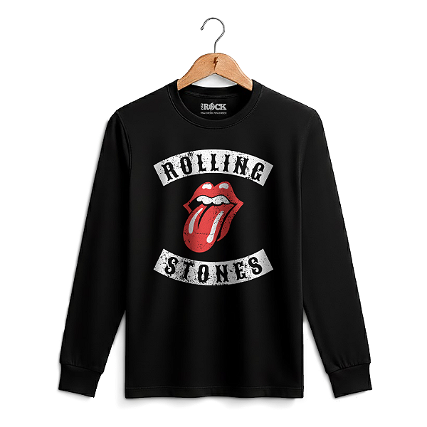 Camiseta Manga Longa Rolling Stones Preta