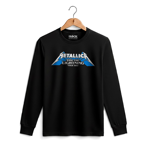 Camiseta Manga Longa Metallica Ride The Lightning Preta
