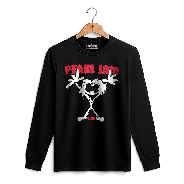 Camiseta Manga Longa Pearl Jam Alive Preta
