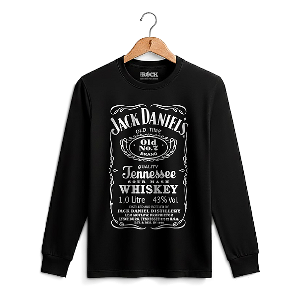Camiseta Manga Longa Jack Daniels Tradicional Preta