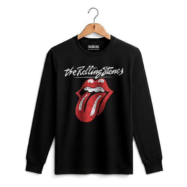 Camiseta Manga Longa Rolling Stones Preta