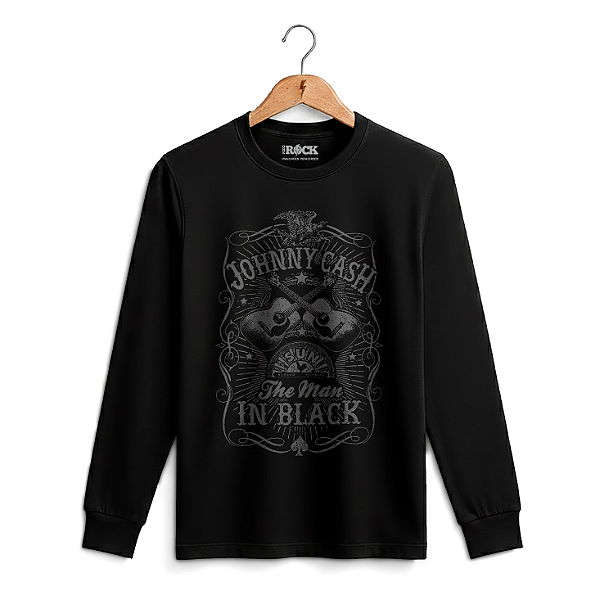 Camiseta Manga Longa Johnny Cash In Black Preta