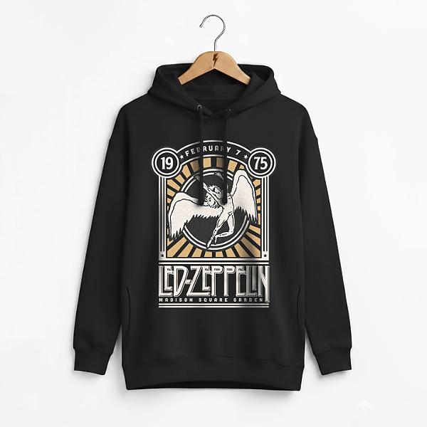 Moletom Bolso Lateral Led Zeppelin Garden Preto