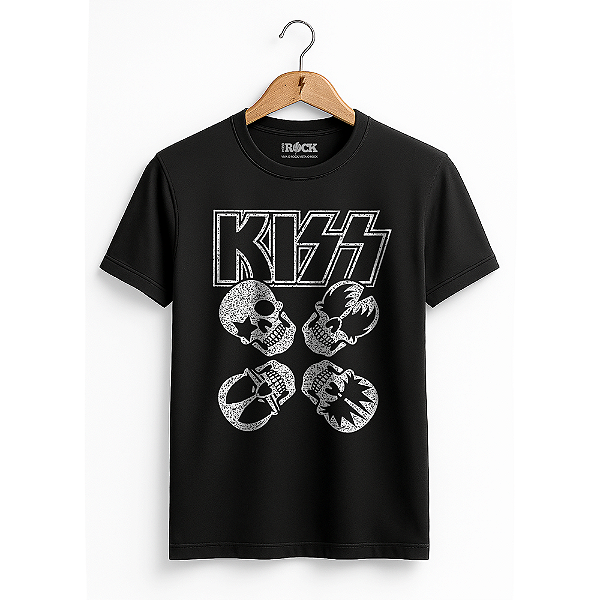 Camiseta Kiss Caveiras Preta