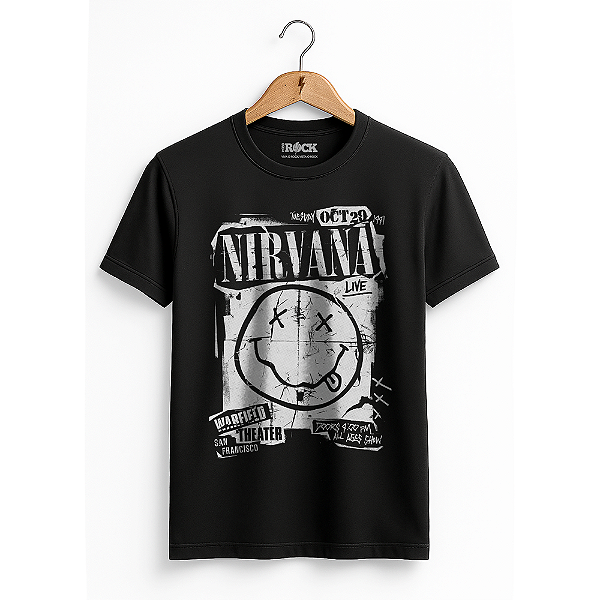 Camiseta Nirvana Smile Poster Preta