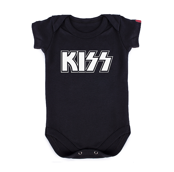Body Bebê Kiss Logo - Preto