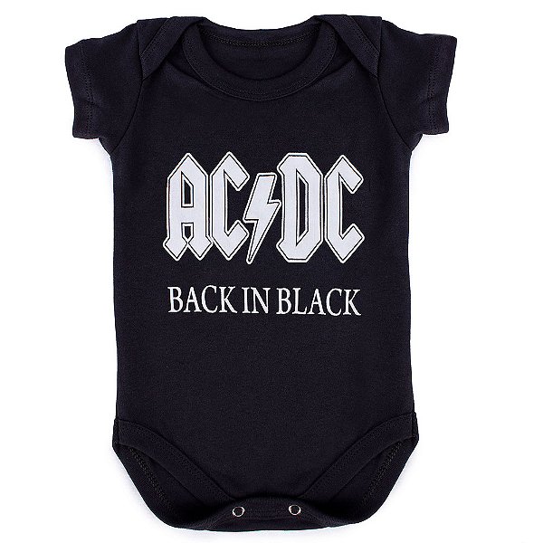 Body Bebê ACDC Back In Black - Preto
