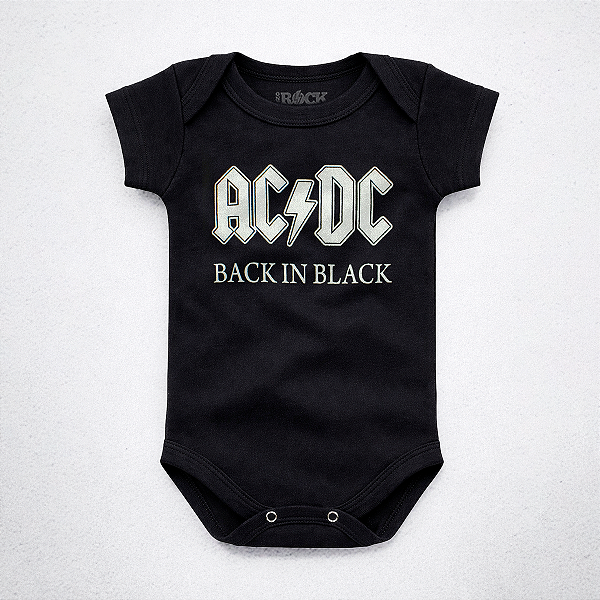 Body Bebê ACDC Back In Black - Preto