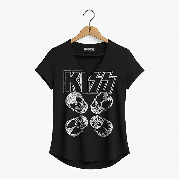 Blusinha Kiss Caveiras - Preta