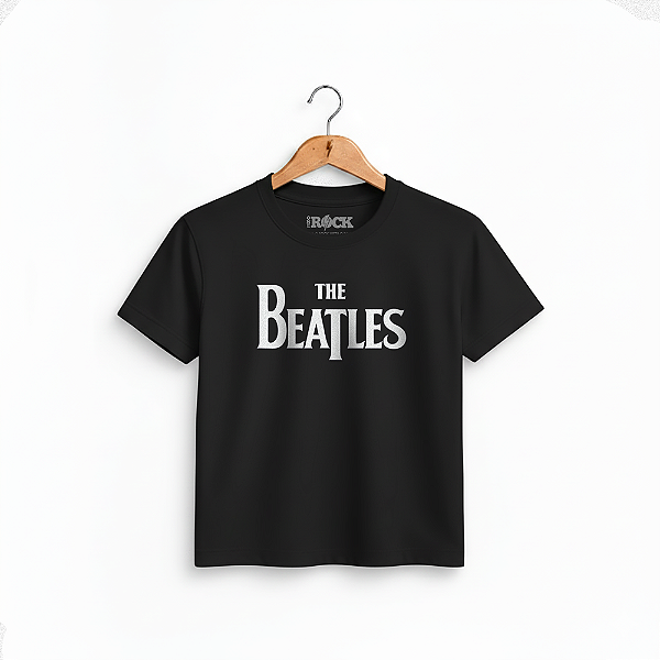 Camiseta Infantil The Beatles Logo - Preta