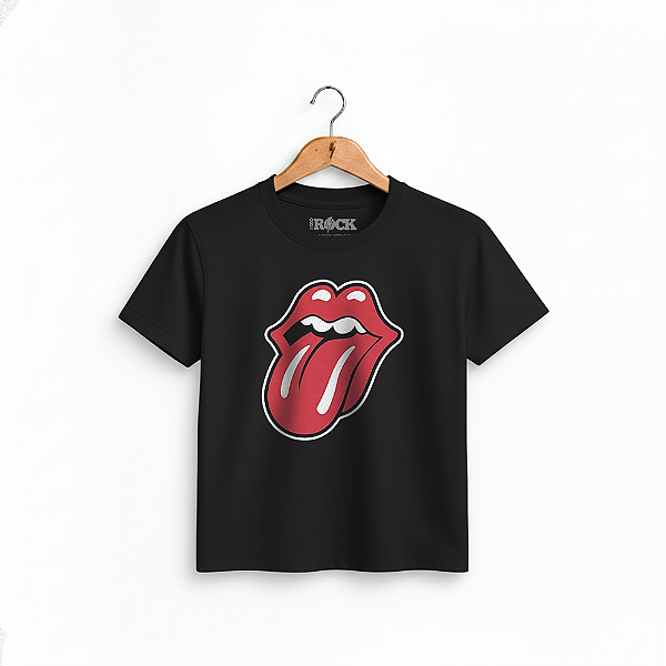 Camiseta Infantil Rolling Stones Logo - Preta
