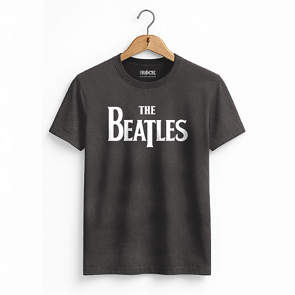 Camiseta Estonada The Beatles Logo Preta