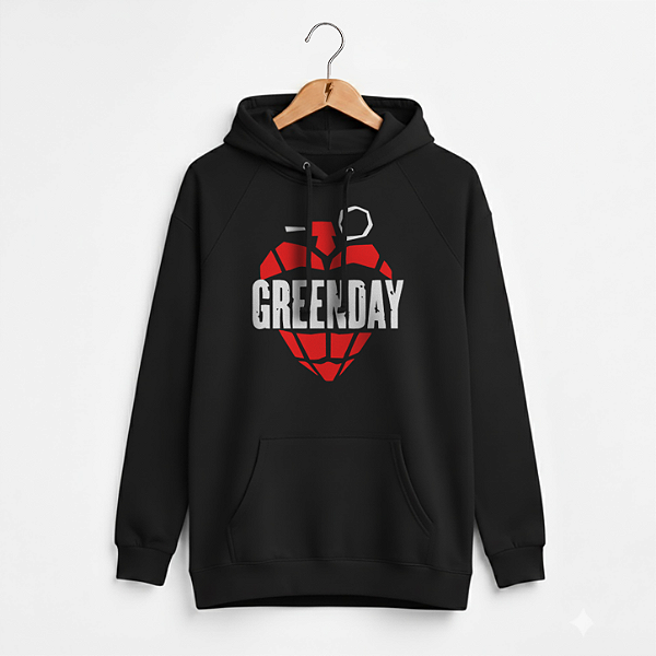 Moletom Canguru Feminino Green Day Grenade Preto