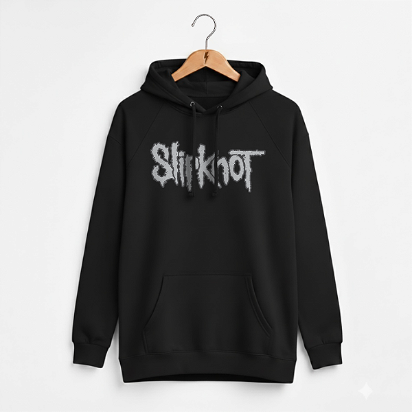 Moletom Canguru Feminino Slipknot Escrita Preto