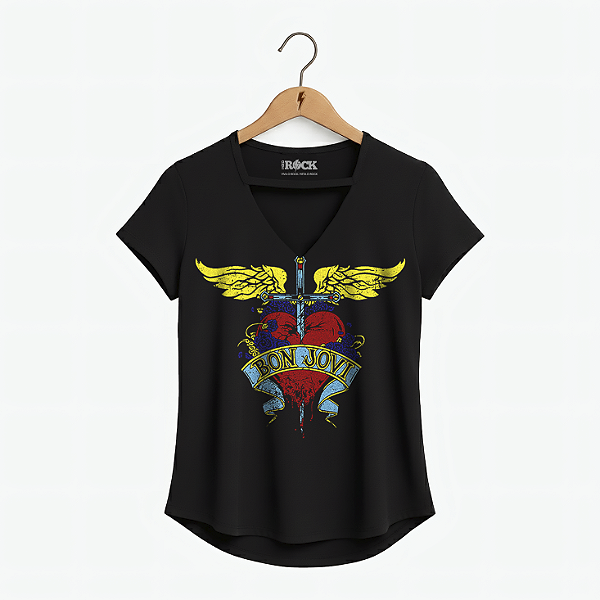 Blusinha Bon Jovi Color Preta