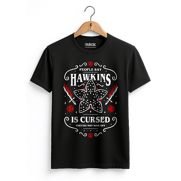 Camiseta Stranger Things Hawkins Cursed - Preta