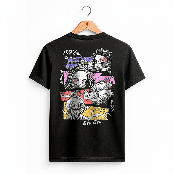 Camiseta Demon Slayer Personagens - Preta