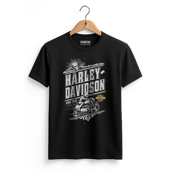 Camiseta Harley Davidson Ride Free - Preta