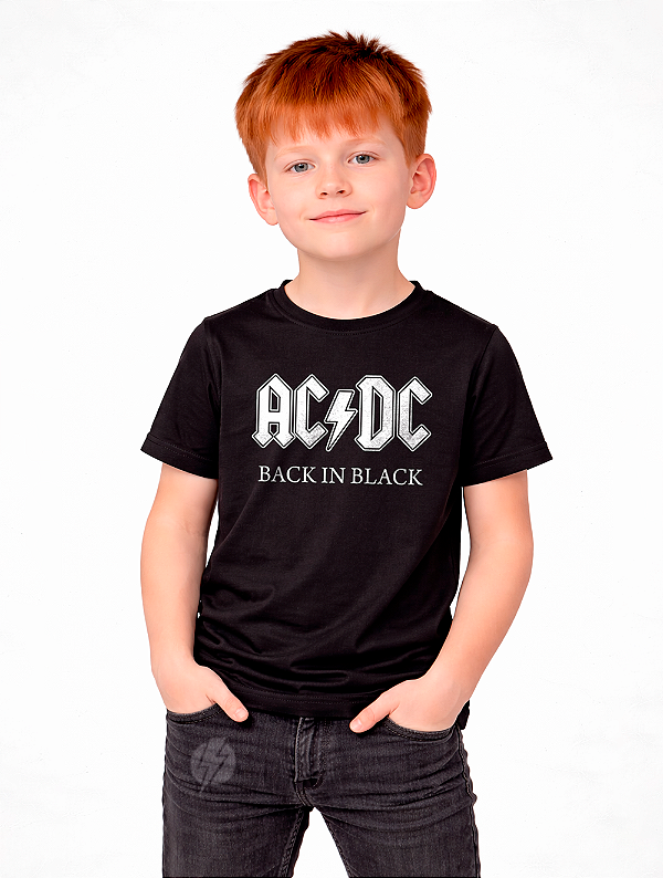 Camiseta Infantil ACDC Back In Black Preta