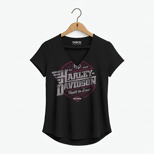 Blusinha Harley Davidson Built To Last Preta
