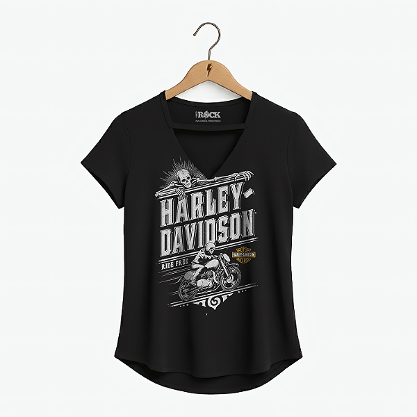 Blusinha Harley Davidson Ride Free Preta