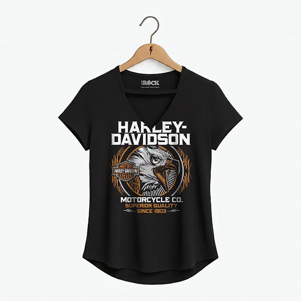 Blusinha Harley Davidson Eagle Preta