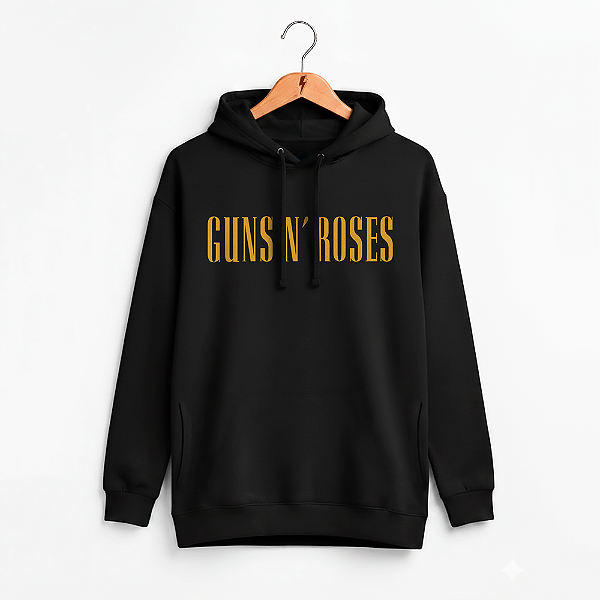 Moletom Canguru Guns N Roses Escrita - Preto