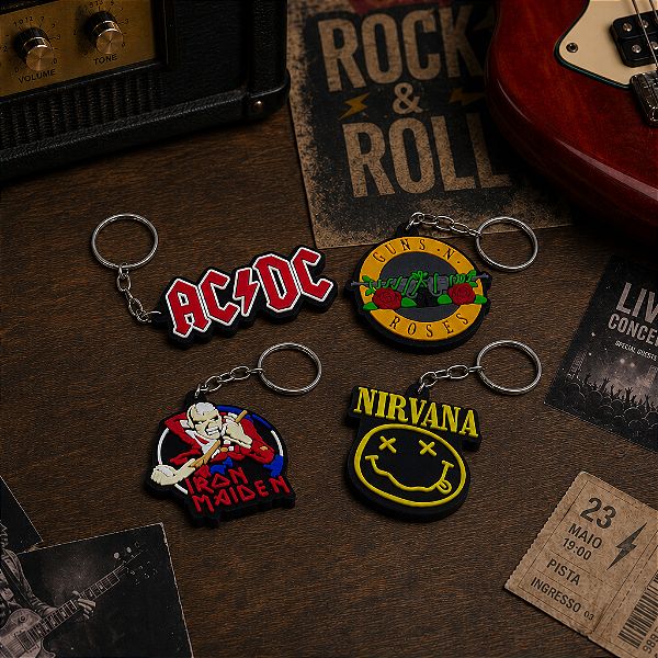 Kit 10 Chaveiros de Bandas Sortidos