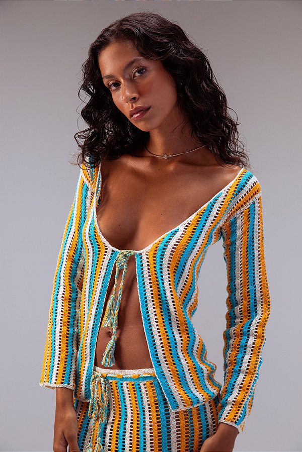 THE BLUSA ALICE CROCHÊ TRI-COLOR