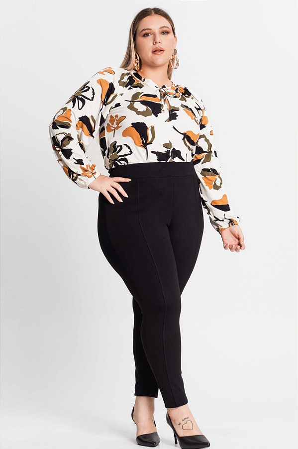 Blusa Estampada Manga Longa Plus Size Secret Glam