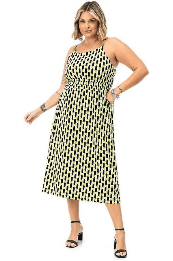 Vestido Midi De Alça Plus Size Secret Glam Verde Plus Rovitex