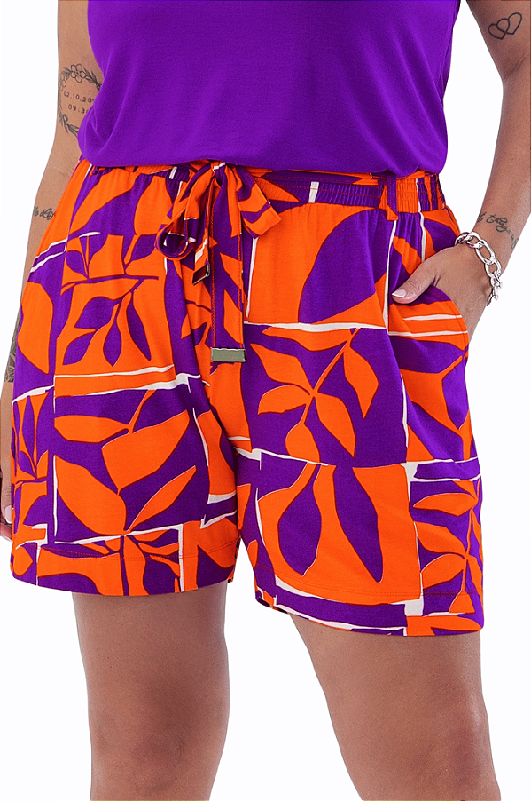 Short Feminino Plus Size Estampado Secret Glam