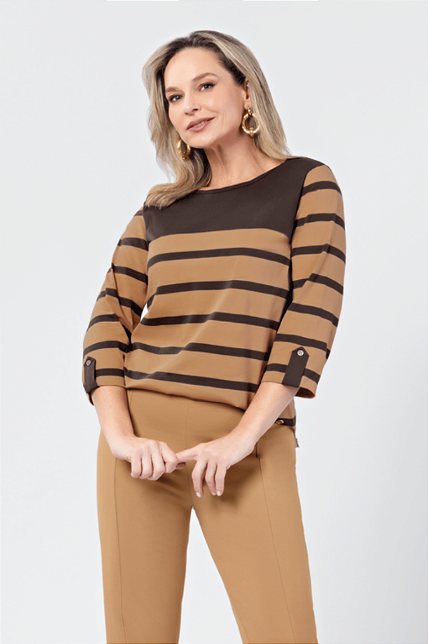 Blusa 3/4 Listrada Juanna