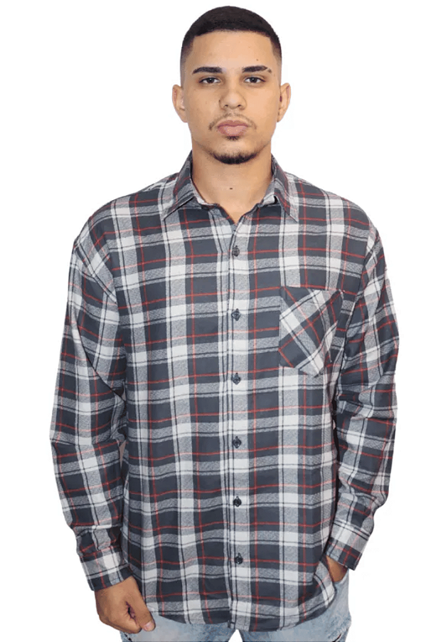 Camisa Plus Size Xadrez Botão Flanelada HF